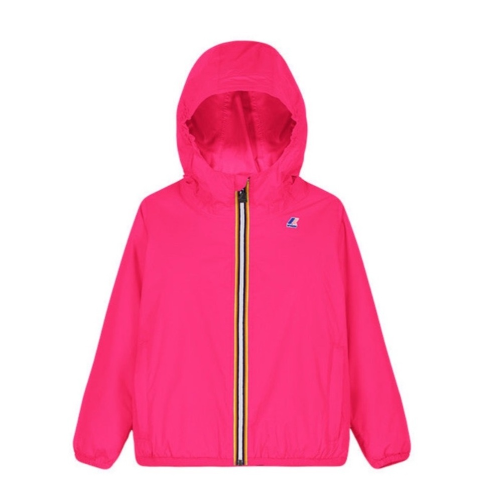 K-Way 4T Claude Packable Full Zip Packable Rain Jacket Windbreaker Fuchsia Fluo